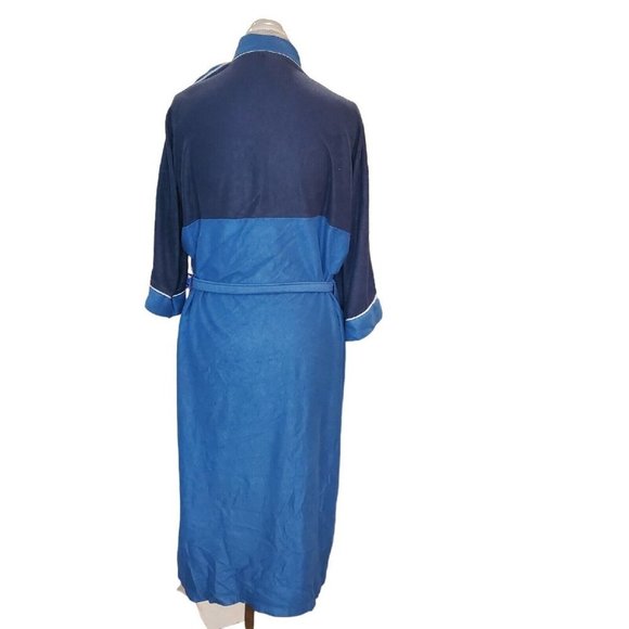 Vintage 80s Mens Blue Fleece Robe S/M McGregor - Picture 6 of 8